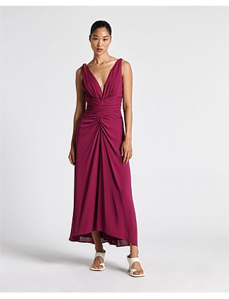 V-NECK MIDI DRESS