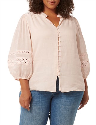 TATIANA CURVE TRIM BLOUSE