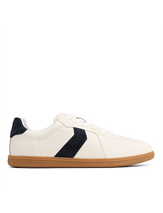 BLAZE Mineral White and Navy Leather Sneaker