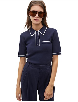 CREPE KNIT TIPPING POLO