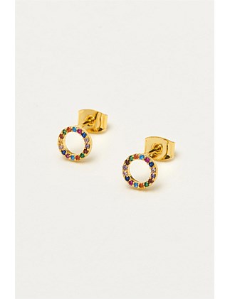 PAVE CIRCLE STUD EARRINGS