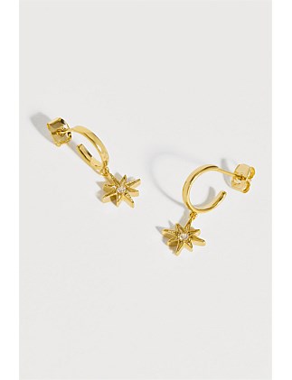 HOOP EARRINGS W/ NORTH STAR DROP