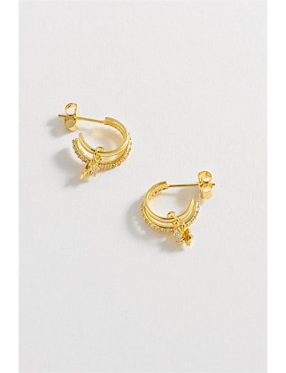 DOUBLE ILLUSION HOOP EARRINGS W/ STAR DROP