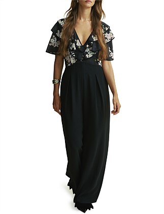 Frill Sleeve Wide Leg Jumpsuit