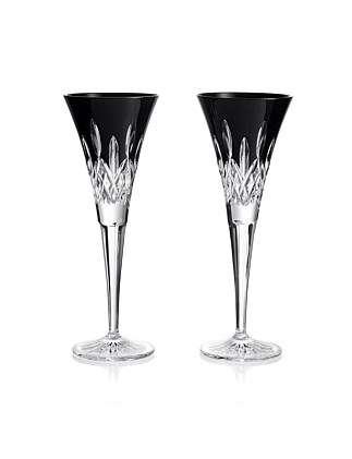 Lismore Black Toasting Champagne Flute 170ml, Set of 2