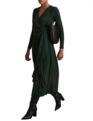 Madeline Wrap Tie Midi Dress