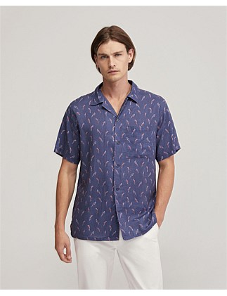 VINNY LINEN BLEND S/S PRINTED SHIRT