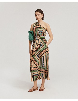 SAMINA PRINTED ONE-SHOULDER DRESS