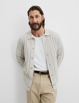 Australian Cotton Linen Pattern Knit Shirt