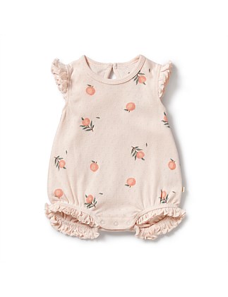 Peaches Organic Pointelle Ruffle Growsuit