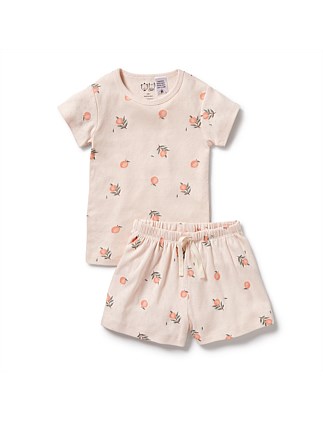 Peaches Organic Pointelle Short Sleeved Pyjamas