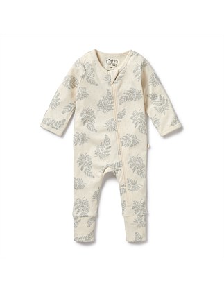 Forever Ferns Organic Pointelle Zipsuit with Feet