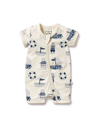 Nautical Bear Organic Boyleg Zipsuit