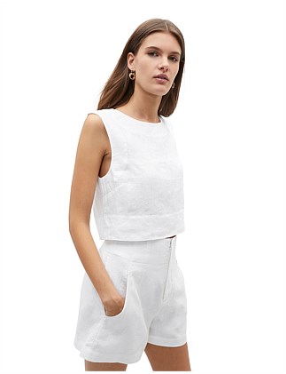 LINEN CROPPED SHELL TOP