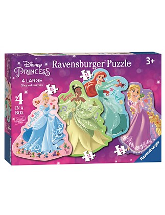 DISNEY PRINCESS 4 SHAPED PUZZLE IN A BOX