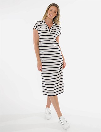 Collared Stripe T-Shirt Dress