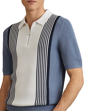 BERLIN SHORT SLEEVE HALF ZIP STRIPE