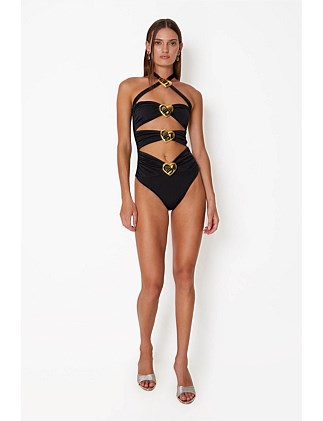 Diamond Heart Cut-Out Swimsuit