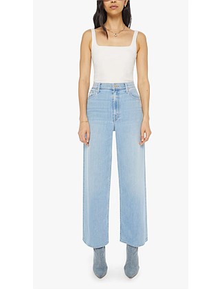 High Waisted Spinner Zip Flood Wide Leg Crop Jean