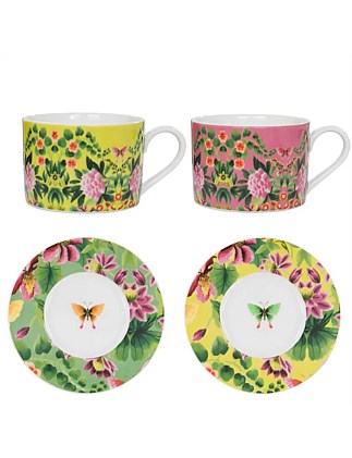 IKEBANA DAMASK TEACUP & SAUCER 220ML Set 2