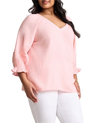 VP - SOFT CRINKLE COTTON BLOUSE - SOFT SORBET