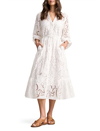 BRODERIE LACE DRESS - WHITE