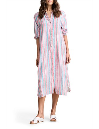 STRIPE RESORT SHIRT DRESS - MULTI