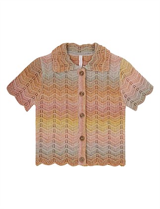 Tallow Chevron Knit Polo Top (2Yrs - 12 Yrs)