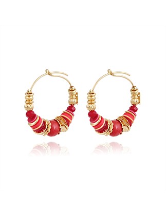 ALOHA BEADED HOOP EARRINGS MINI