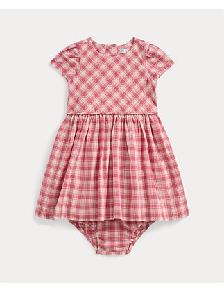 Baby Girl Gingham Cotton Madras Dress & Bloomer