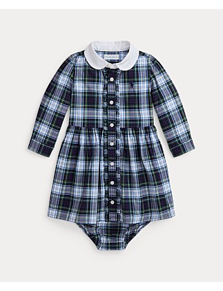 Baby Girl Plaid Cotton Poplin Shirtdress & Bloomer