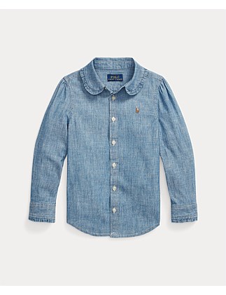 Girls Indigo Cotton Chambray Shirt (2 Yrs - 6.5 Yrs)