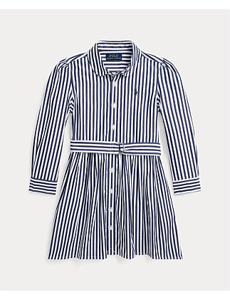 Girls Striped Belted Cotton Poplin Shirtdress (2 Yrs - 6.5 Yrs)