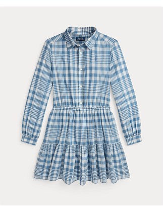 Girls Gingham Cotton Madras Shirtdress