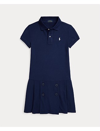 Girls Nautical Stretch Mesh Polo Dress