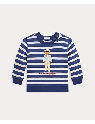 Baby Boy Striped Polo Bear Fleece Sweatshirt