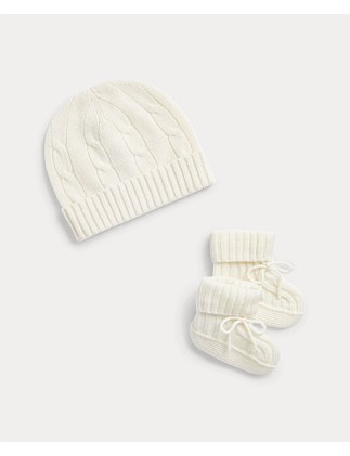 Baby Boy Cashmere Beanie & Bootie Set