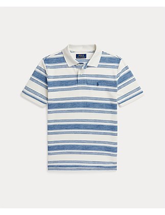 Boys Striped Cotton Mesh Polo Shirt