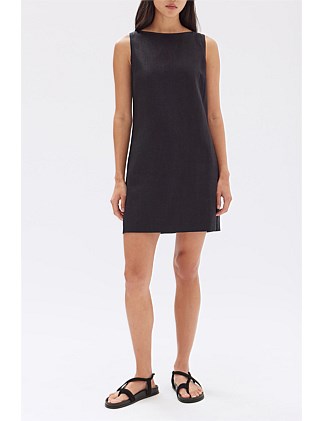 Nadine Linen Mini Dress Black