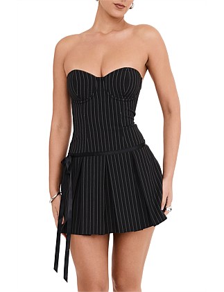 MISTRESS ROCKS BLACK PINSTRIPE MINI DRESS