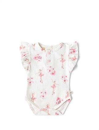 Ballerina Short Sleeve Organic Bodysuit with Frill