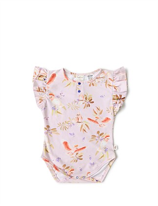 Major Mitchell Short Sleeve Organic Bodysuit with Frill