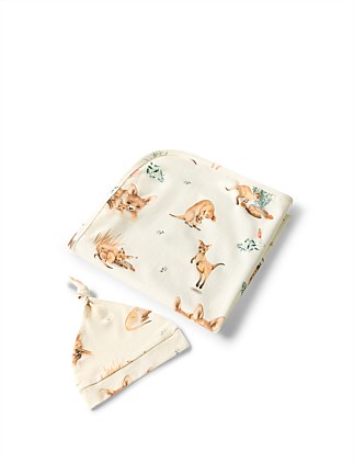 Kanga Organic Jersey Wrap & Beanie Set