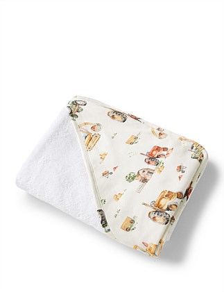 Diggers & Tractors Organic Hooded Baby Towel