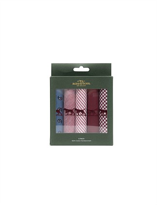 GUNNER HANDKERCHIEF 5 PK - WINE MULTI