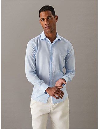 LS SLIM LINEN TENCEL SOLID SHIRT