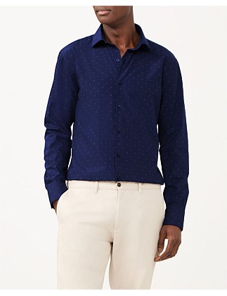 LS SLIM DOT PRINT SHIRT