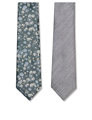 2PK FLORAL AND CHECK TIES