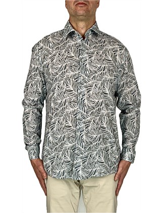 LS DABATO CTTN PNT COLLAR FERN PRINT SHIRT