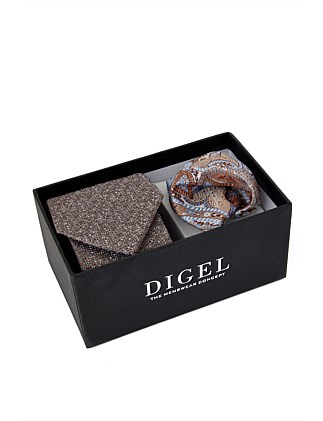 DANNY 7CM TEXT SILK TIE & HANKIE